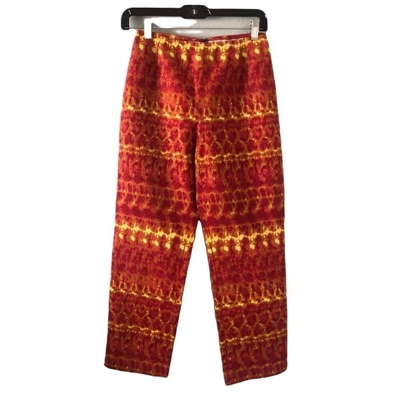 Lafayette 148 New York Pants - Lafayette New York Womens Pant size 2 Boho Chic Tie Dye Red luxury cotton